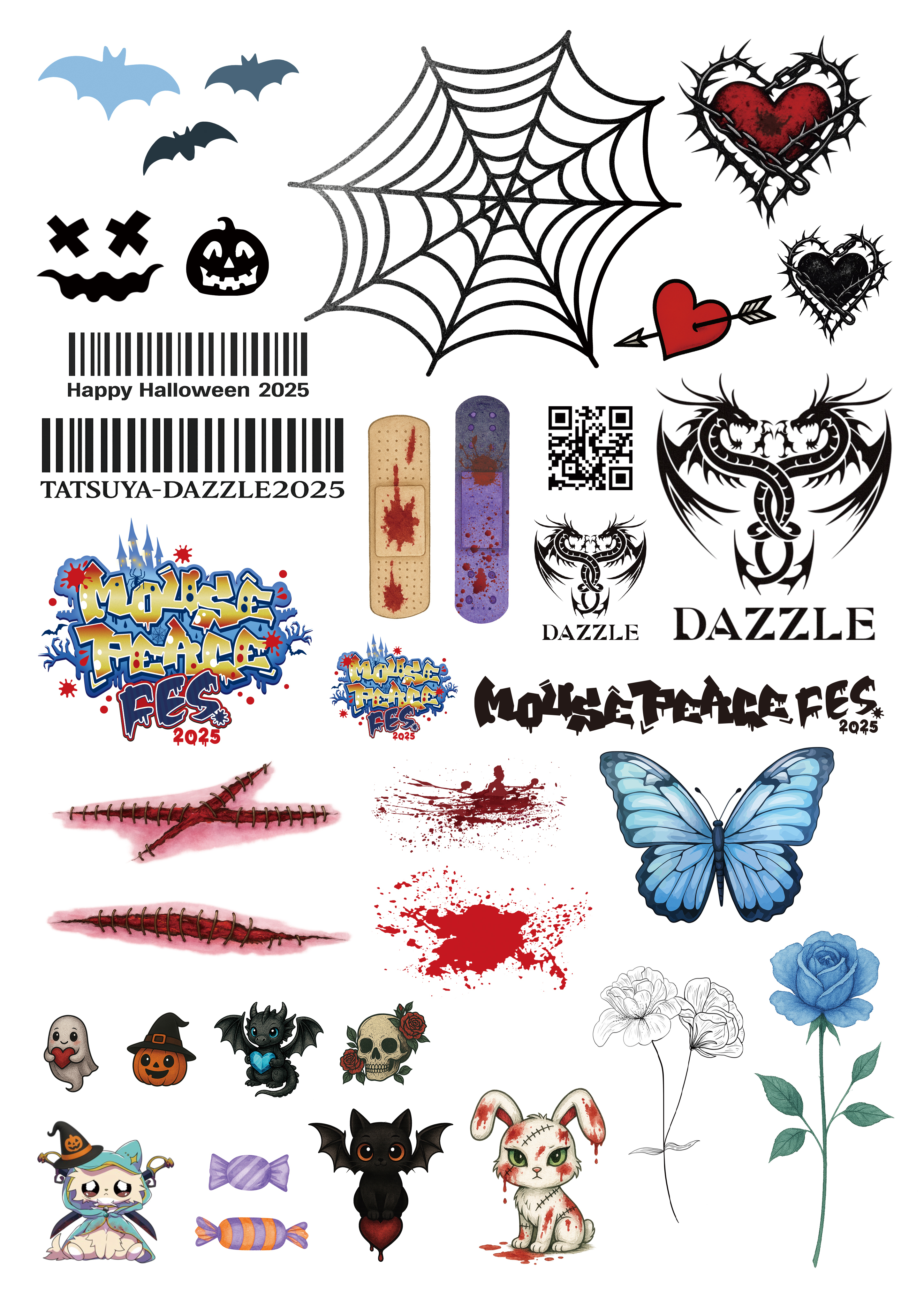 数量限定】DAZZLE Personalized Halloween Tattoo Stickers | 闇市場